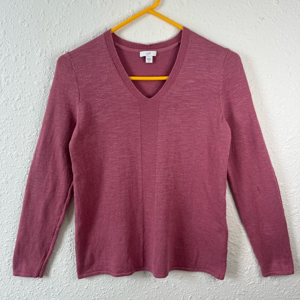J.Jill Mauve Linen Blend V-Neck Sweater Size XS